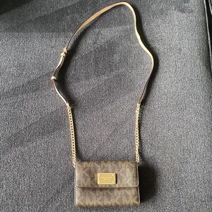 Michael Kors Brown and Gold Crossbody Bag